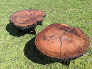 Custom Oak Slabs with Epoxy Resin finish.  reclaimedsalvagebarn.com