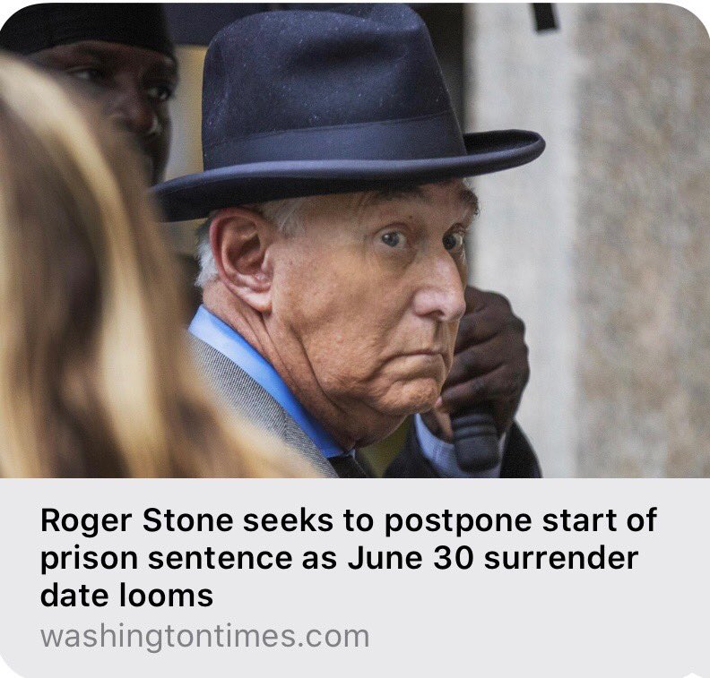 iheartmindy's tweet photo. Today Roger Stone’s lawyers will file an Emergency Motion with Judge Amy Berman Jackson to extend his surrender date. IIncarceration in a facilty with COVID-19 during a pandemic is a Deep State Death Penalty! 

@realDonaldTrump #RogerStoneDidNothingWrong
#JusticeForRogerStone https://t.co/PBGJHkMyoH