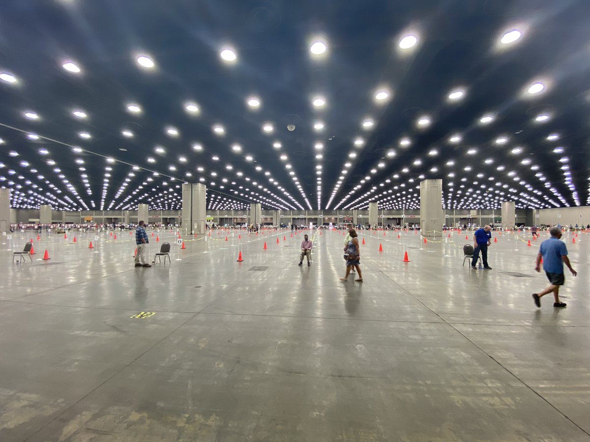 Here in the Expo Center in Louisville. A whole lot of space and short lines to vote.