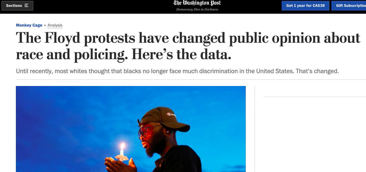 What else? That it fails to persuade. That it's self-defeating, creating a sort of counter-identity politics that causes people to rally around the very things the movement seeks to change.Huh. https://www.washingtonpost.com/politics/2020/06/09/floyd-protests-have-changed-public-opinion-about-race-policing-heres-data/ https://www.dataforprogress.org/blog/2020/6/15/white-republicans-and-independents-are-starting-to-acknowledge-their-privilege-but-will-it-last