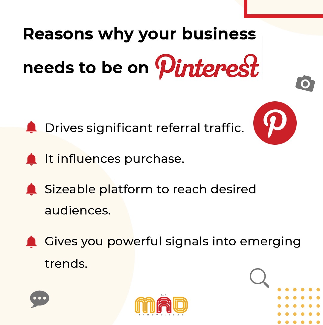 InnovationsThe's tweet photo. Pinterest is simple and can make a big impact on your business easily but it is not being fully utilized. There are so many positive reasons why you should be using Pinterest for your business, but here are 4 of the main reasons.

#Pinterest #pintereststrategy #pinterestgrowth https://t.co/dBh2nXOvLW