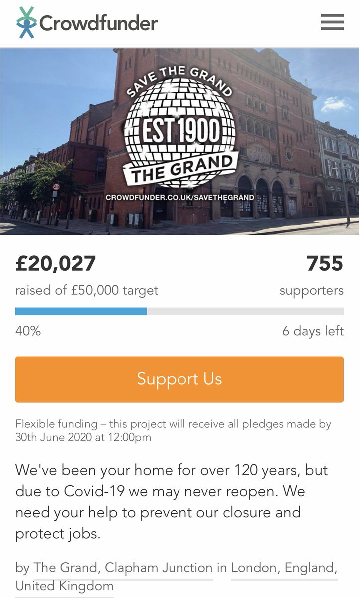 TheClaphamGrand's tweet photo. £20k 🎉 THANK YOU ALL xxx https://t.co/USw5wzM93m