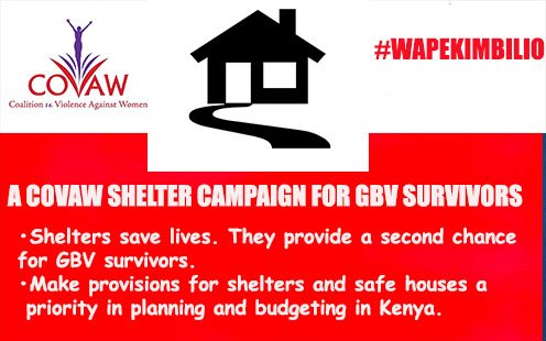 covaw's tweet photo. A safe environment could make the difference between life and death for an abused girl or woman #WapeKimbilio @UAFAfrica @awdf01 @OpenSocietyEA @StateHouseKenya @KenyaGovernors @InteriorKE 
@PSYGKenya @Kenyajudiciary @USAIDKenya @EUinKenya @CanHCKenya @UN_Women @nyachula @NRugene https://t.co/nVcKzhi7hy