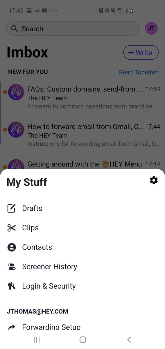 Hey ! Finally got my account and boy what an onboarding ! Hit me up at jthomas@hey.com / Congrats for the email REWORK, will greatly ease REMOTE work and a perfect tool to SHAPE UP ! Thanks <a href="/jasonfried/">Jason Fried</a> <a href="/dhh/">DHH</a> <a href="/rjs/">Ryan Singer</a> and the <a href="/basecamp/">Basecamp</a> team !