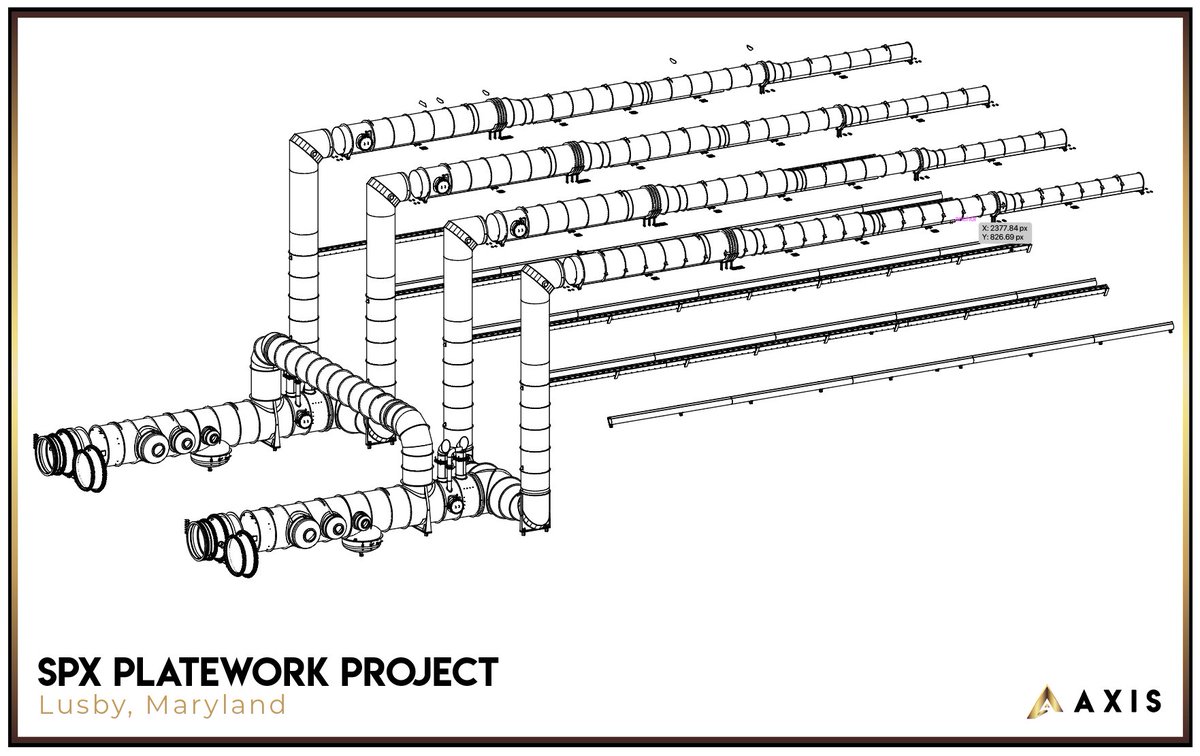 axissteel's tweet photo. This week we are highlighting a past plate work project that we modeled into built-up pipe sections with transitions and flanges. Many small parts made up the 1,100 shop drawings but the entire project only consisted of 35 #tons of #steel.

#axissteel #steeldetailing #tekla https://t.co/XK8VKgNNJj