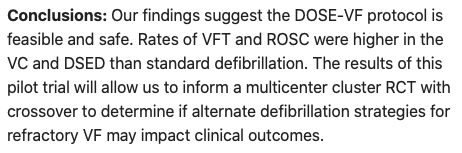 AliRaja_MD's tweet image. Double Sequential External #Defibrillation for #RefractoryVentricularFibrillation: DOSE VF Pilot Randomized Controlled Trial
@DrCheskes et al. @UofT
ow.ly/Y6fr50AfyGw
#DOSEVFprotocol #CPR #PreHospCare #RVF