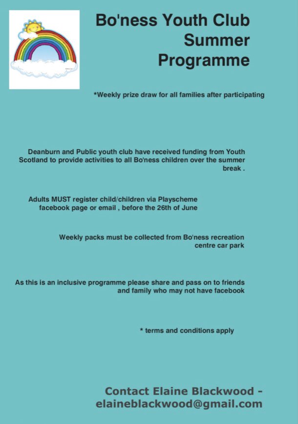 Summer play scheme information...<a href="/BonessPublic/">Bo'ness Public PS</a>