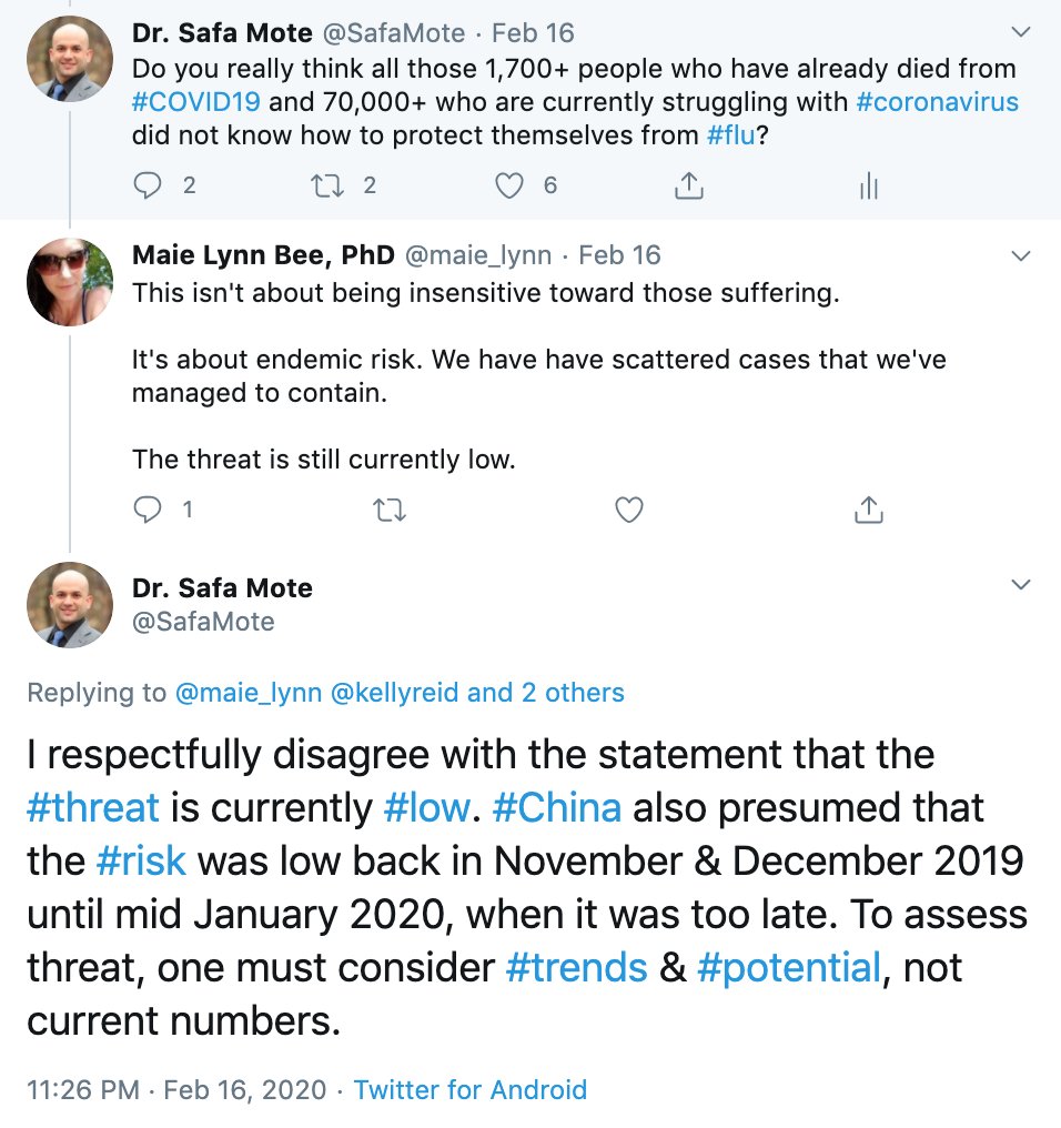 I am not an ID Epi. I am an applied mathematician. I was able to understand the  #coronavirus dynamics & spread by studying the published data. I also predicted in late January that a pandemic would happen if we did not strictly contain the virus. https://twitter.com/SafaMote/status/1265390427441692674?s=209/