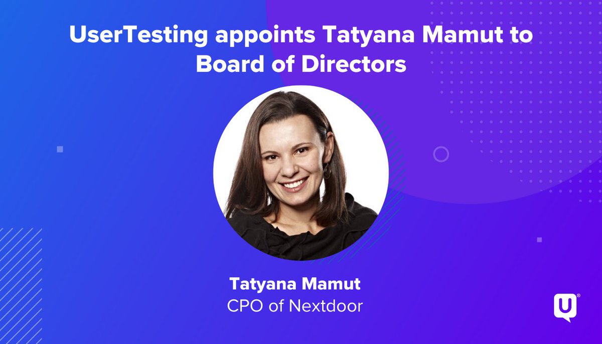 We're thrilled to welcome <a href="/tmamut/">T❤️AI</a>, Chief Product Officer of Nextdoor, to the UserTesting Board of Directors. okt.to/3mpAZj