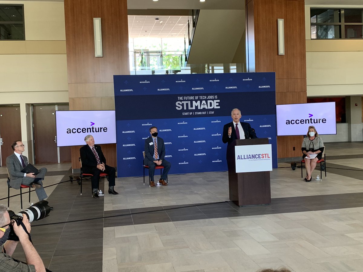 “I am thrilled to announce today that we will open our new technology center here in #STL, and bring 1,400 tech jobs to Maryville Centre.”

~ <a href="/johnbgoodman55/">John B Goodman</a>, CEO of <a href="/AccentureFed/">Accenture Federal</a>

@Alliance_STL @GovParsonMO <a href="/STLPartnership/">STLPartnership</a> <a href="/MOPartnership/">Missouri Partnership</a> <a href="/DrSamPage/">County Executive Sam Page</a> #STLMade