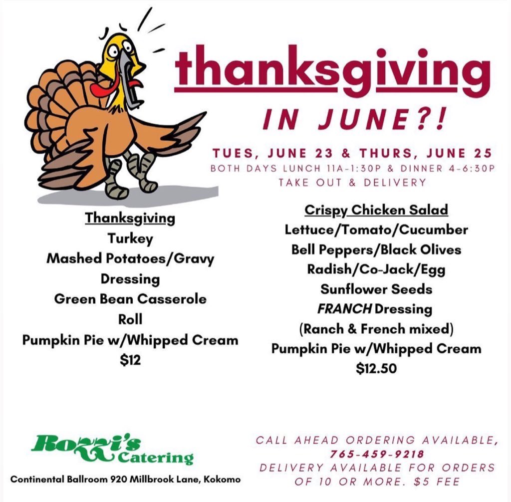 Today’s Rozzi TakeOut! Thanksgiving Meal or a Crispy Chicken Salad! Lunch 11a-1:30p and Dinner 4p-6:30p.