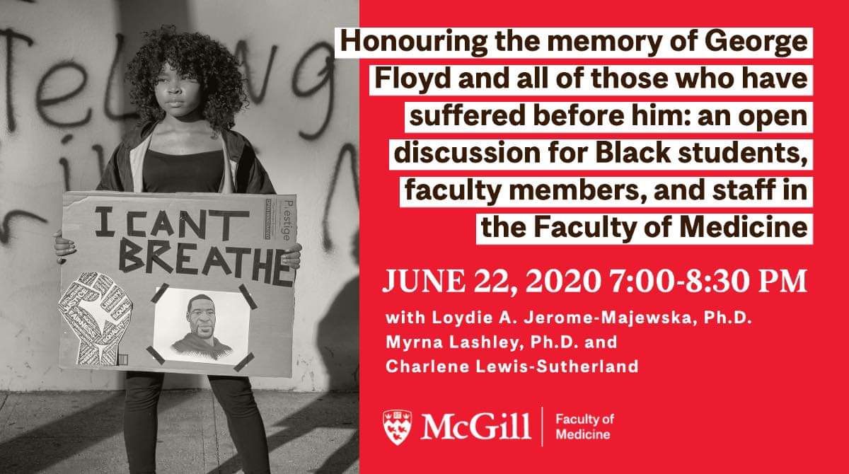 What a great evening I had yesterday connecting with my brothers and sisters of colour from <a href="/McGillMed/">McGill Medicine and Health Sciences</a>, honouring George Floyd and discussing issues I thought I was facing alone. Working together makes us stronger and improve for the better our environment!