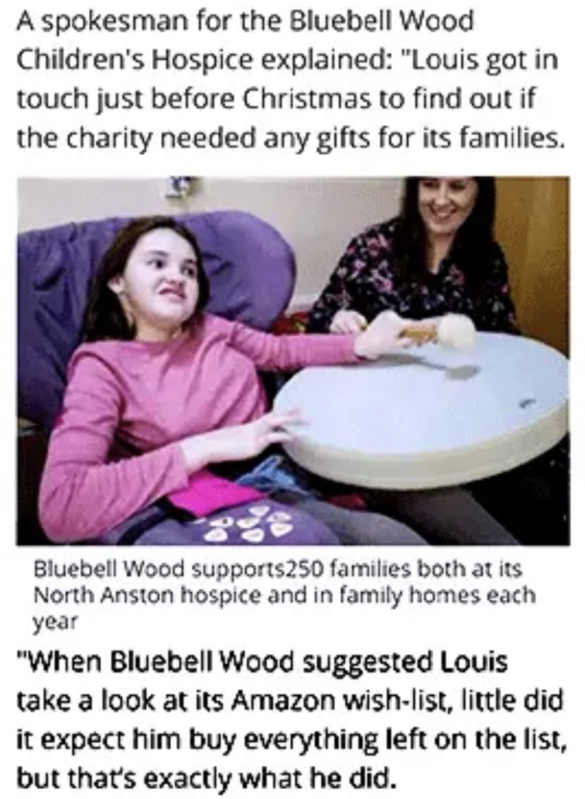 — louis' donations to charitieslouis has always been active when donating to charities, especially to children. he has never hesitated on being generous to those who are in need.
