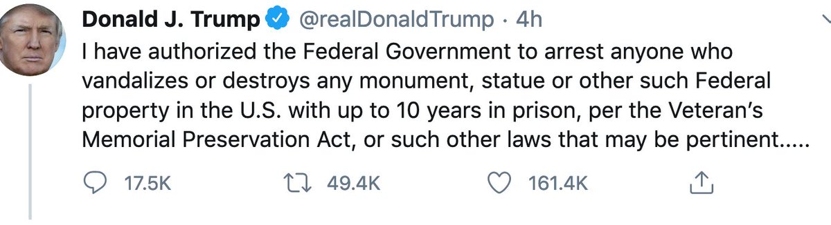 10/ This appeals to that segmentTrump desperately needs to present himself as a strongman to counter the humiliation he suffered in Tulsa, when he looked like a loser.Fanning the flames of a cultural war makes him look "strong" and excites his "base."