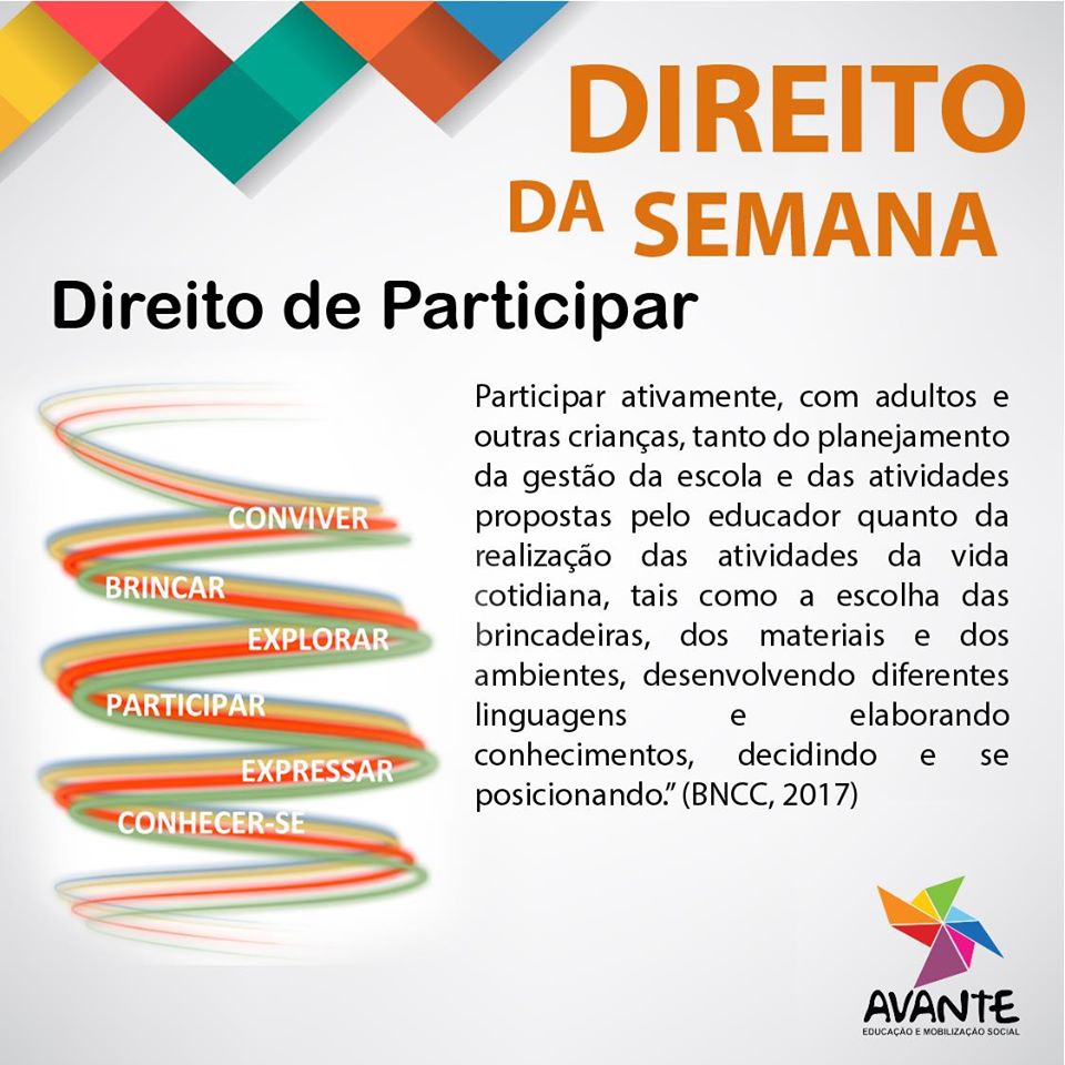 BNCC na prática: como garantir o direito de Participar na Educação  Infantil? Falar sobre esse direito é enfatizar a criança como protagonista,  participante de seu processo de aprendizagem e desenvolvimento. Confira!, image size:960x960