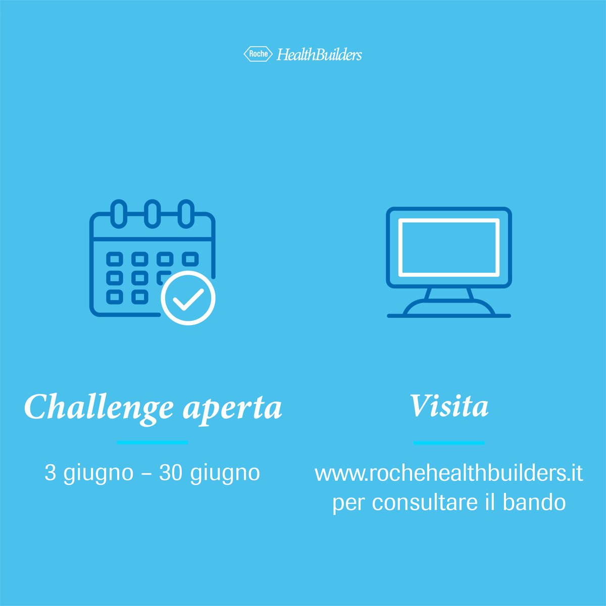 RocheItalia's tweet photo. Ottimizzazione accessi ospedalieri, gestione innovativa pazienti e cure da remoto. Scade il 30 giugno #HealthBuilders, il nostro programma per #startup, PMI e imprenditori con cui cerchiamo progetti innovativi per rivoluzionare la sanità. Scopri di più: https://t.co/0rjwYahx3Q https://t.co/oFhn0GjP00