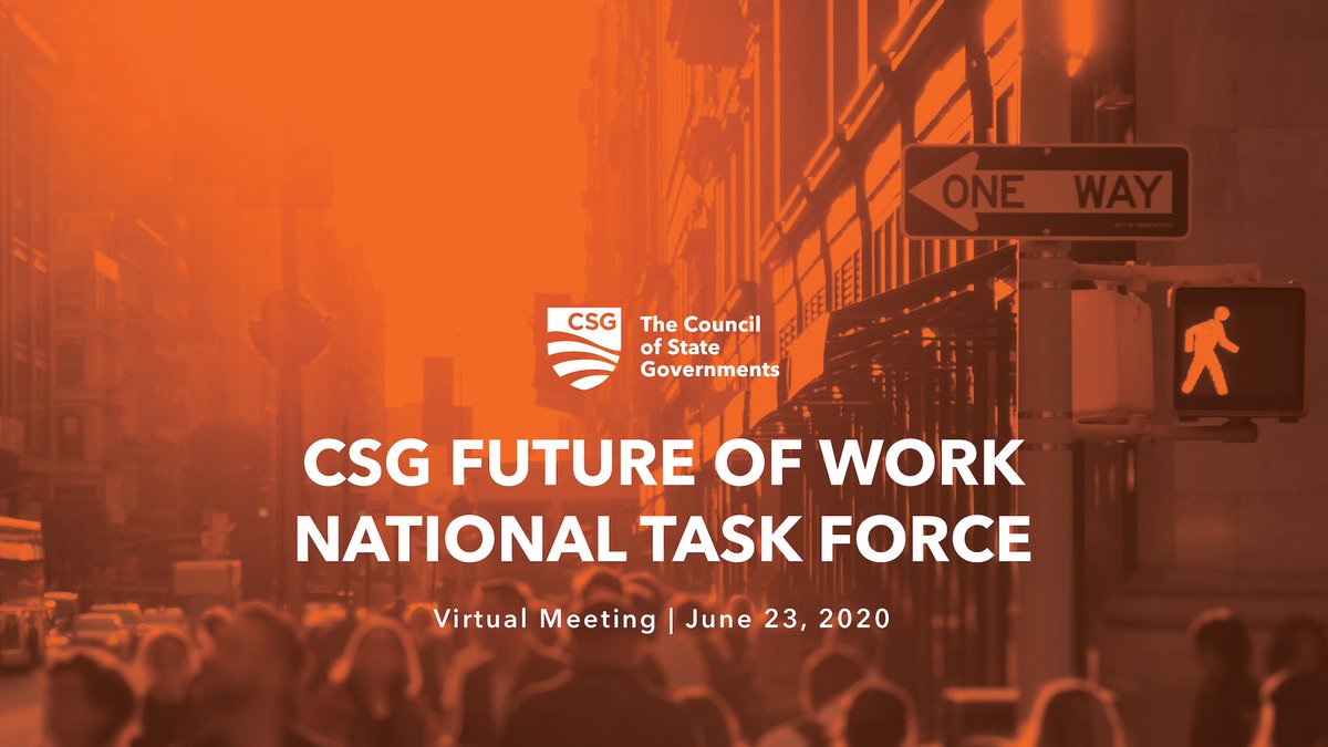CSGovts's tweet photo. Our Future of Work National Task Force meeting is kicking off at 1PM Eastern Time. Turn on tweet notifications and stay tuned for live updates and information. 

#CSGFutureofWork https://t.co/z7IUxssVDN