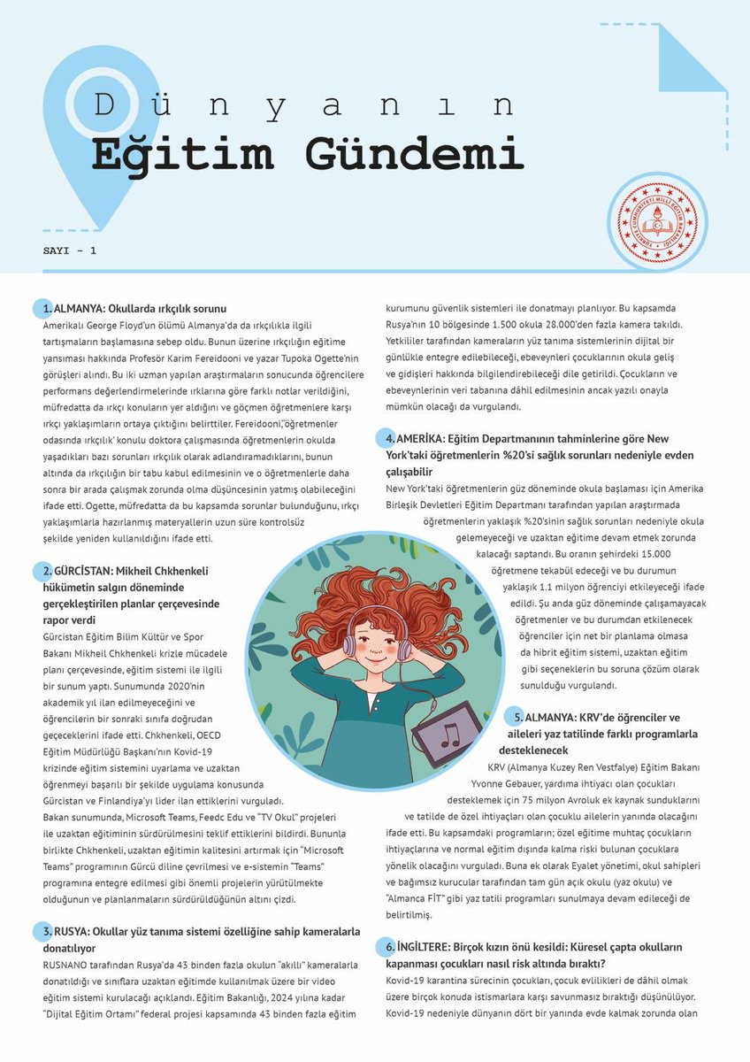 TarsusRam's tweet photo. Dünyayı doğru okumak biz eğitimcilerin en mühim ödevlerinden biri.

Bu ödevi yerine getirmek üzere hazırlanan haftalık “Dünyanın Eğitim Gündemi” bülteni ilk sayısı ile yayında! https://t.co/exkh7kpV2j