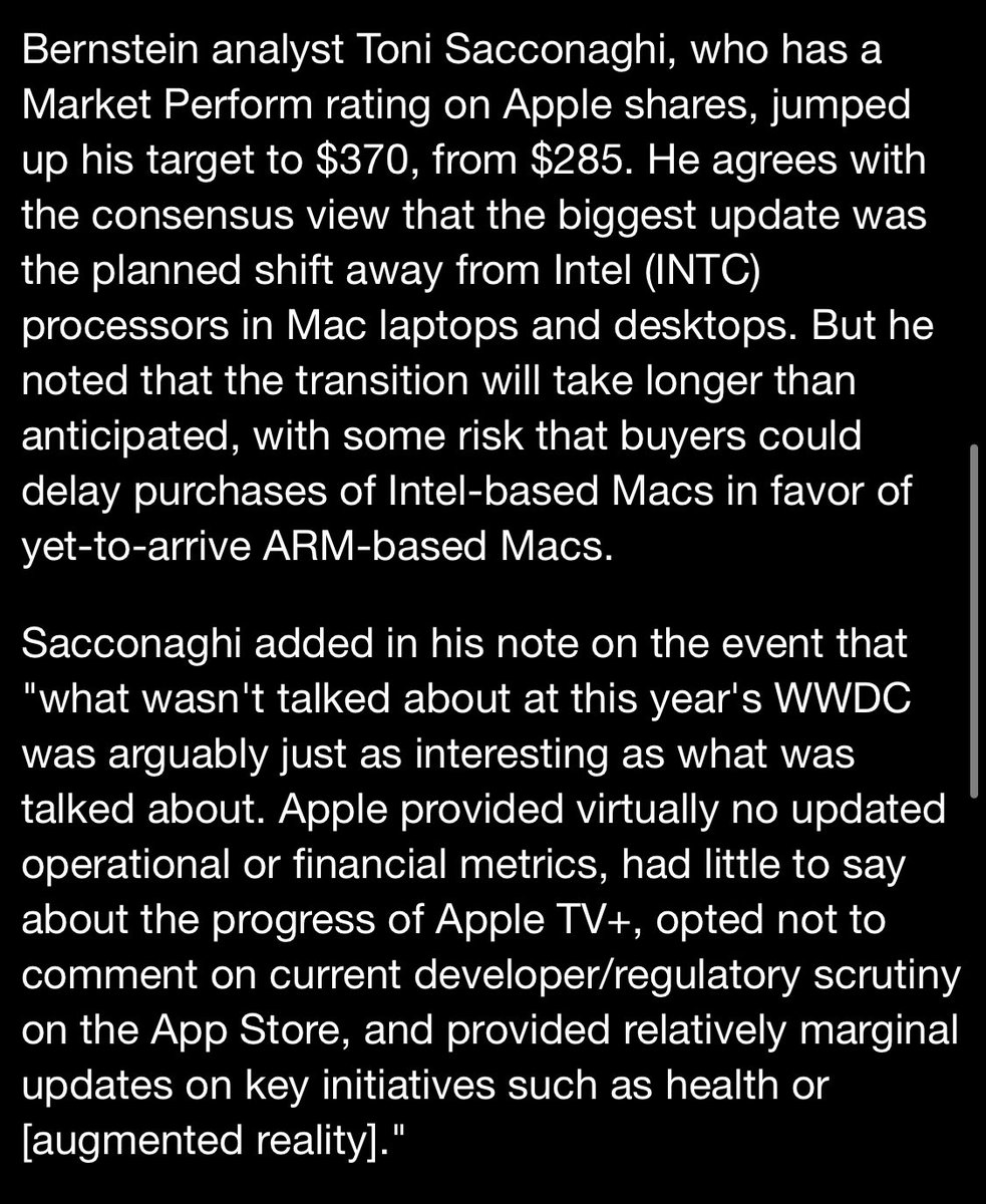 Bernstein Toni Sacconaghi raises  $AAPL target to $370, from $285