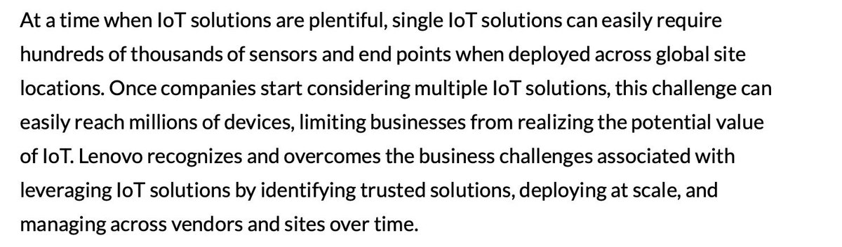 (2/4) As stated in PR, this *turn-key* enterprise offering is available starting today & ads have already started to run on search engines. Key challenge of IOT is fragmentation (multiple solution providers). Lenovo is bringing tech together for all-in-one solution.  $INPX