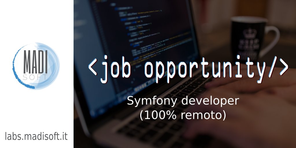 Madisoft's tweet image. Ciao, in Madisoft cerchiamo un nuovo dev PHP / Symfony. Sei interessato? Scopri di più: labs.madisoft.it/symfony-develo…