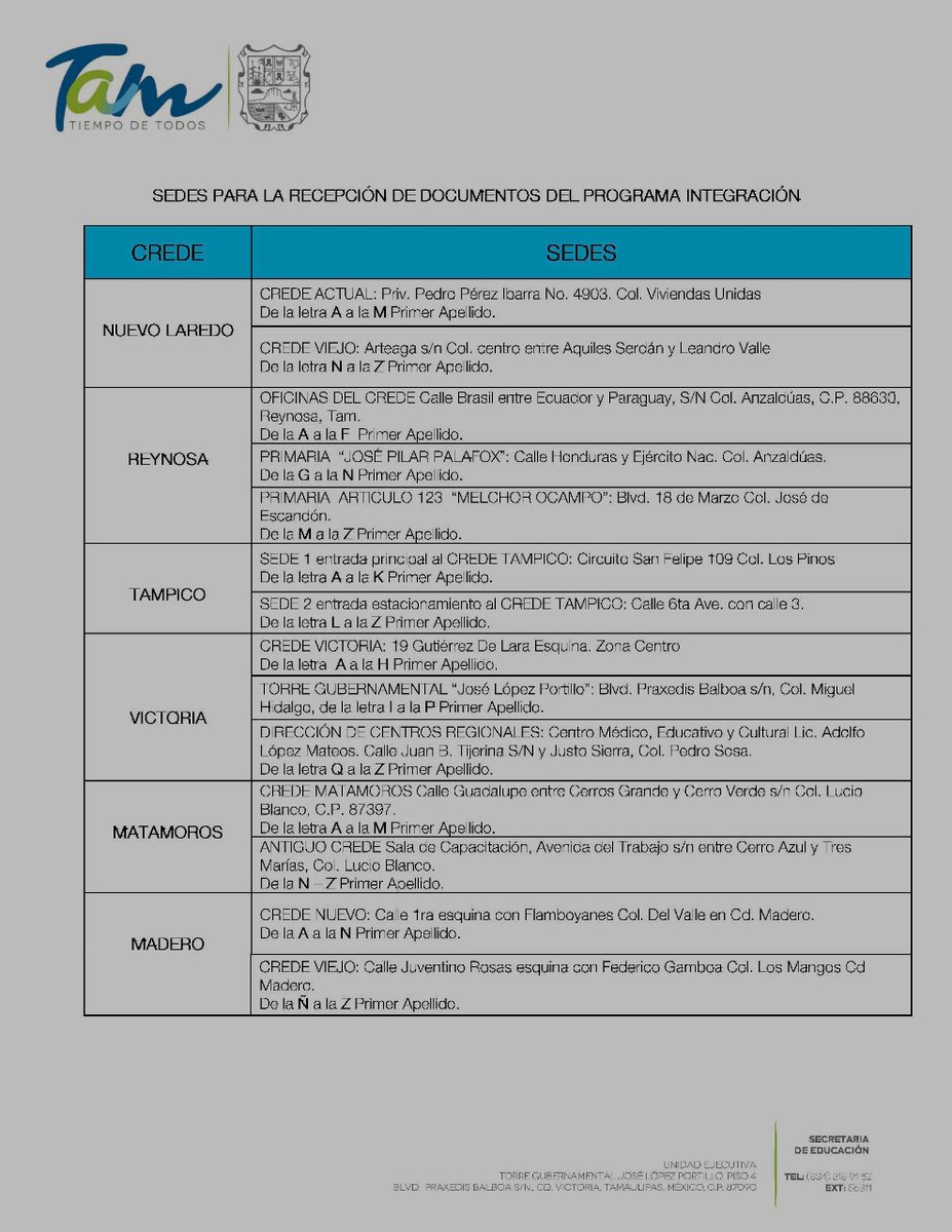 Beca Programa Integración 2020-2021
•Medidas sanitarias y sedes para la recepción de documentos tamaulipas.gob.mx/educacion/conv…     
COMUNICADO ⤵️
facebook.com/educacion.tama…
#SET #UnidosPorTamaulipas 
<a href="/ITABECT/">ITABEC</a>