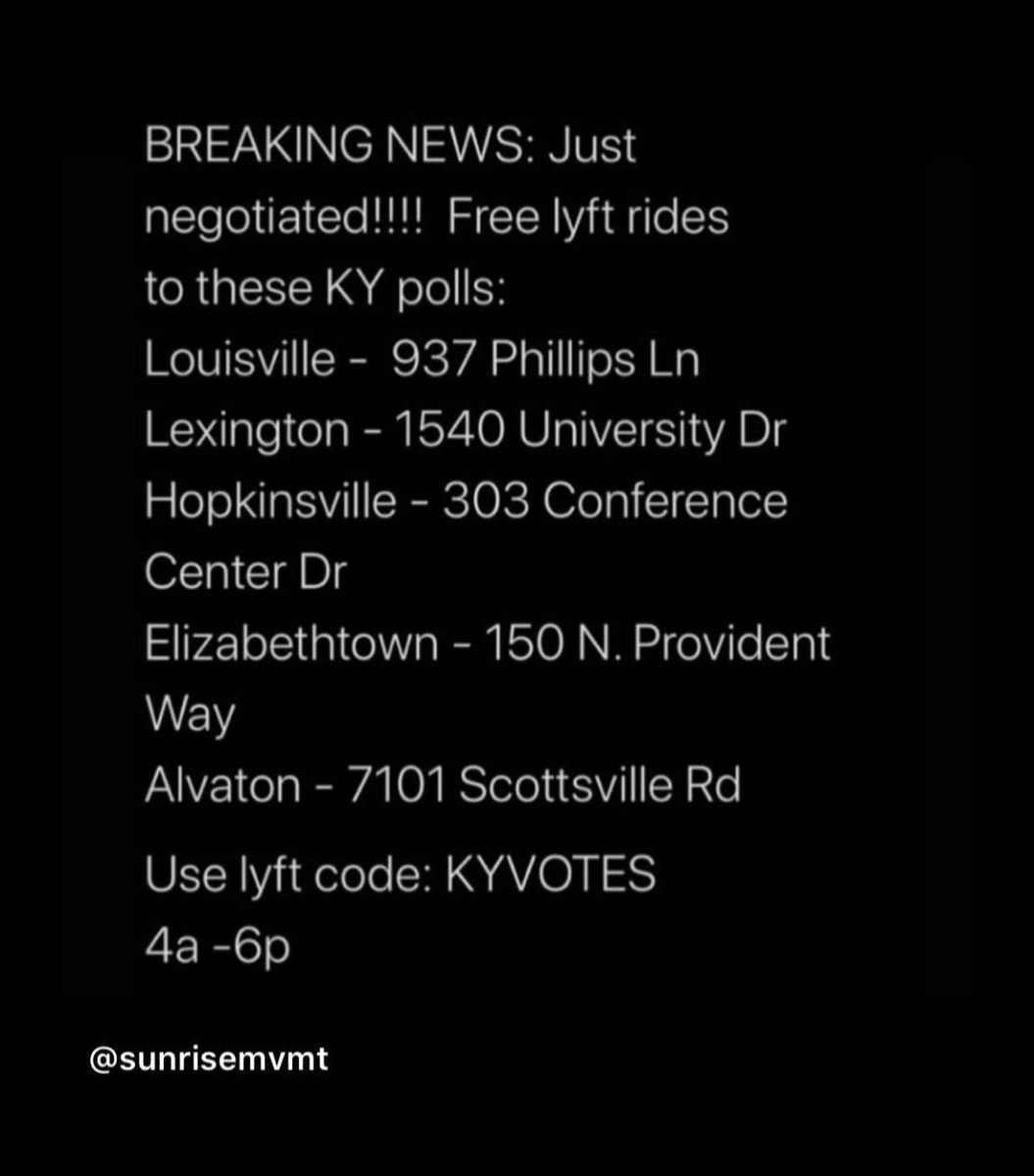 Sarahacha's tweet image. Hey Kentucky. If you need help getting to the polls check this out.