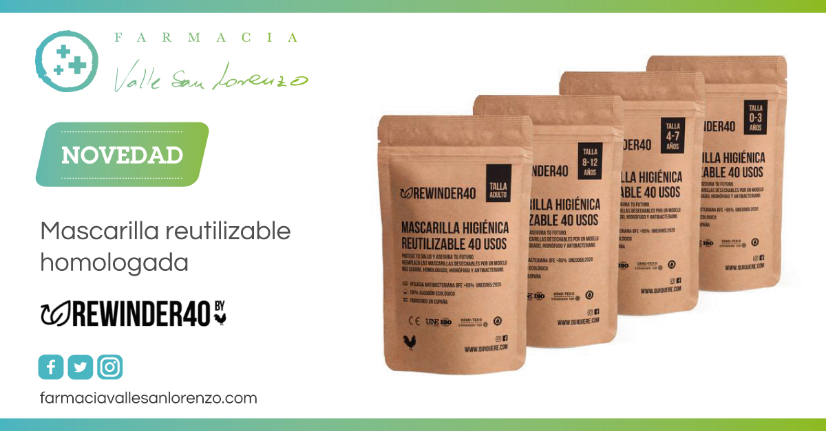 FarmaVSLorenzo's tweet photo. ¡Protegiendo tu salud, aseguras el futuro de todos!
Acude a nuestra farmacia y pregunta por la mascarilla homologada #Rewinder40 de @rewindereco.
✅ Protege al que la lleva.
✅ Protege a los demás.
✅ Lavable y reutilizable.
#FarmaciaValleSanLorenzo https://t.co/nNGw6hpUn5