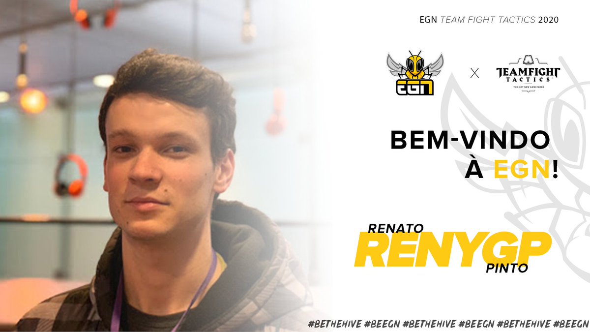 Apresentamos o nosso novo guerreiro de Teamfight Tactics, com a certeza de que juntos teremos muitas conquistas! ✌️⁠
⁠
Renato "@RenygpXD" Pinto, bem-vindo! ⁠🤩
⁠
#BeEGN #BeTheHive