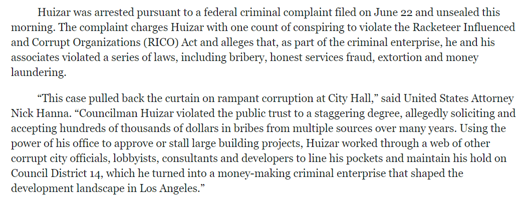 Oh goodie, the FBI busted "a web of other corrupt city officials, lobbyists, consultants and developers" to expose rampant corruption at L.A. City Hall!