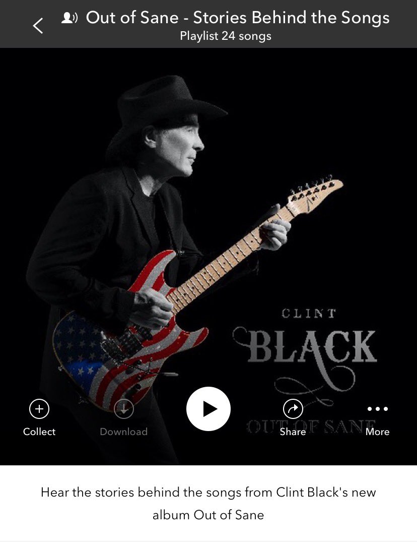 Clint_Black's tweet photo. Hear the stories behind the songs from my new album, #OutOfSane on @pandoramusic now! Listen here: https://t.co/FjiKiQKZYa https://t.co/4edfGeMM7e