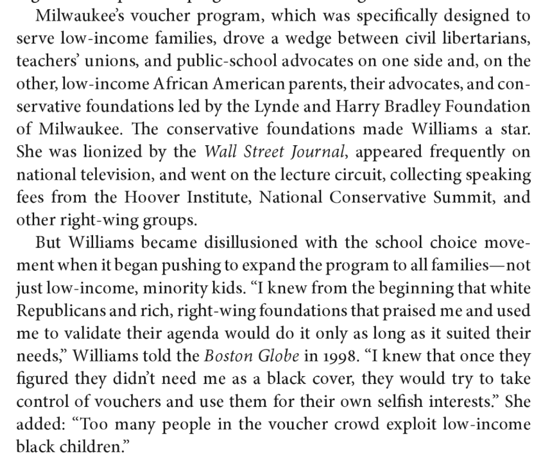 jnorcr's tweet photo. The #GOP co-opted the first charter program (Milwaukee Parental Choice Program) and left one of the backers of the program disillusioned with what became of "school choice". We need stronger public schools. #NotWelcomeInWI #itstartedinwisconsin https://t.co/5DqzckuNed