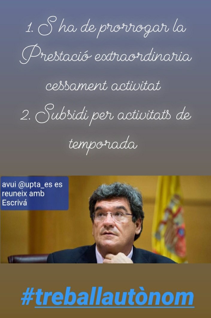 autonomsctac's tweet photo. ‼Esperem que a final de setmana tinguem la #prestació #extraordinaria per #cessament de l #activitat ampliada més enllà del 30 de juny i els requisits‼ #treballautònom #somdrets
👇 https://t.co/Wk194o2VrU