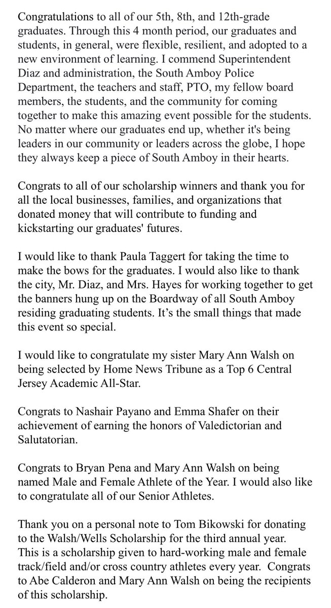 PatWalshBOE's tweet photo. Statement from June 22nd, 2020 Public BOE Meeting: https://t.co/3ekXClpzT0