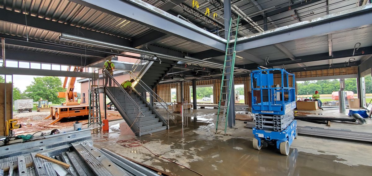 JenkinsEssex's tweet image. The North American Headquarters for Soudal is well underway! We are currently working on installing the metal stud framing, steel stairs, exterior sheathing, and fire protection system. Next step will be installation of the roof. #construction #designbuild