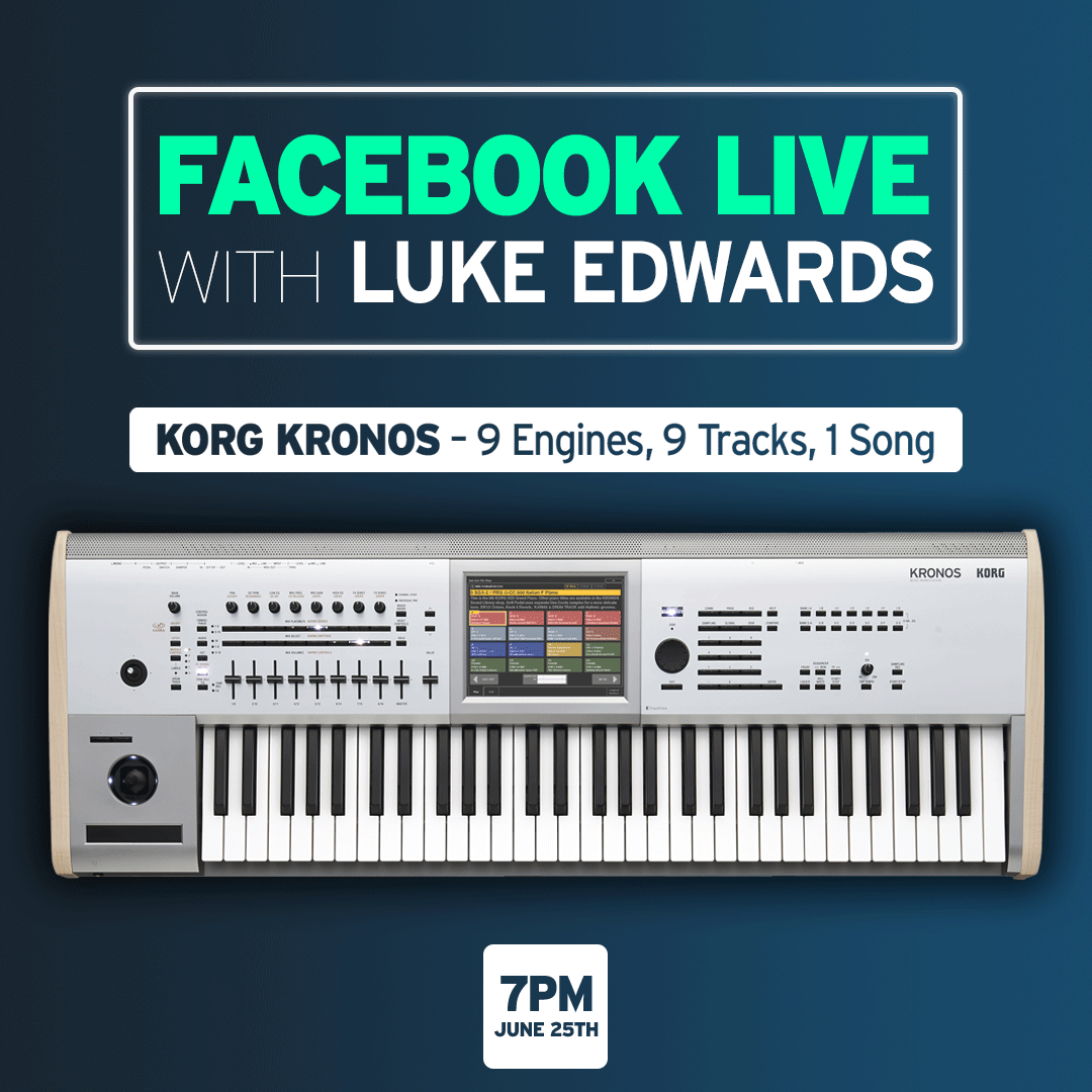 KorgUK's tweet photo. This week we're bringing out the big guns as Luke programs a sequence live using #KORG's flagship #KRONOS #Workstation! We will be taking you on a journey exploring the nine powerful #soundengines, editing and applying #effects, finishing up with a multi-track #recording. #FBLive https://t.co/9cJZSSfRsL