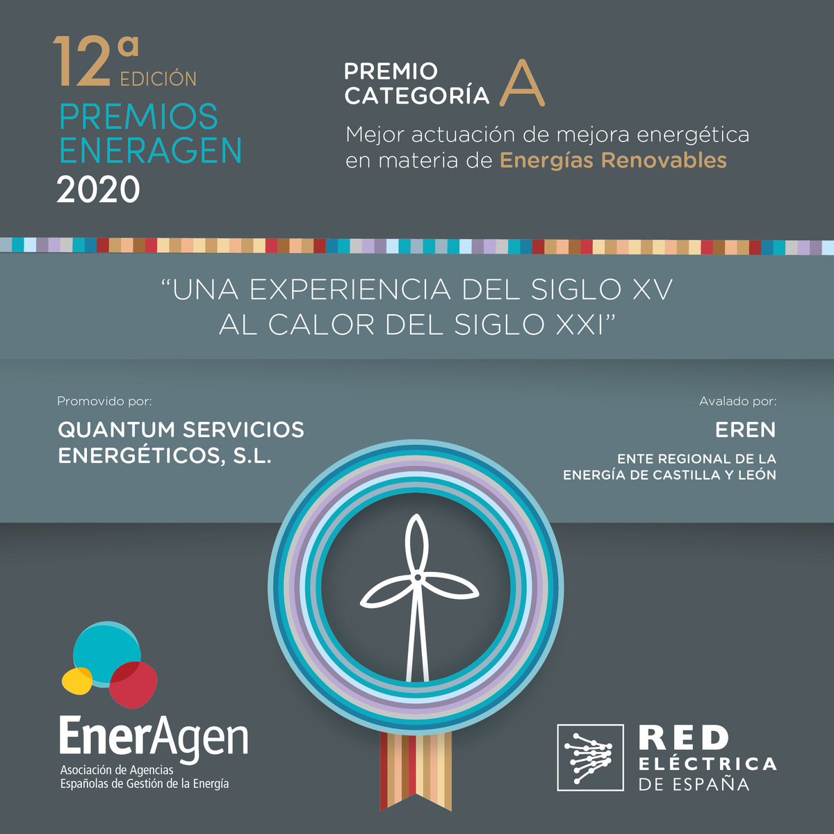 EnerAgen's tweet photo. 🥇 El proyecto 'Una experiencia del siglo XV al calor del siglo XXI', de la empresa Quantum Servicios Energéticos, SL, avalado por el @EnergiaJCyL, ganador de los 12 #PremiosEnerAgen como mejor actuación en materia de #EnergíasRenovables
👏👏👏
https://t.co/RUqLKs8y2h https://t.co/gYUFlvyLfs