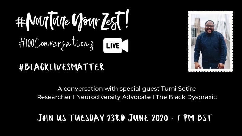 Join us tonight at 7PM LIVE BST as <a href="/ASHie_tales/">Ashleigh King</a> talks to the Black Dyspraxic <a href="/TumiSotire/">The Black Dyspraxic</a> about #RaceRelations #Neurodiversity #Dyspraxia and #Intersectionality 

🎙Watch over at: Facebook.com/NurtureYourZest 🖤 

#Podcast #ThisIsMINE #TuesdayThoughts #BlackLivesMatter