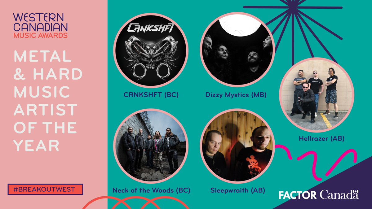 Congrats to the 2020 Western Canadian Music Awards Metal &amp; Hard Music Artist of the Year nominees! #breakoutwest 

Full list of nominees: bit.ly/2Z06B21