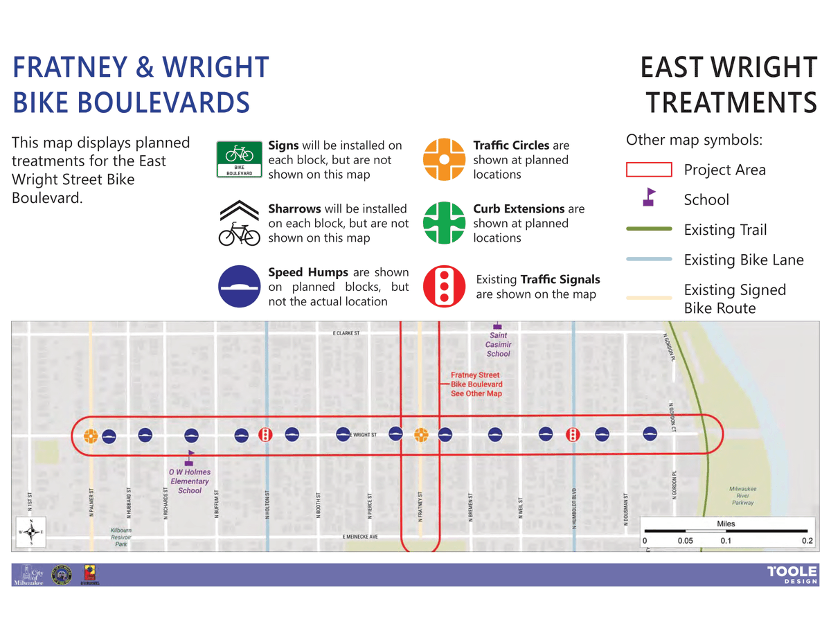 Starting June 24, <a href="/milwaukeedpw/">City of Milwaukee - DPW</a> will begin constructing the City of Milwaukee’s first bicycle boulevards— residential streets where the safety and comfort of people bicycling, walking and playing are prioritized. 

For more information, visit: milwaukee.gov/FratneyWright.
