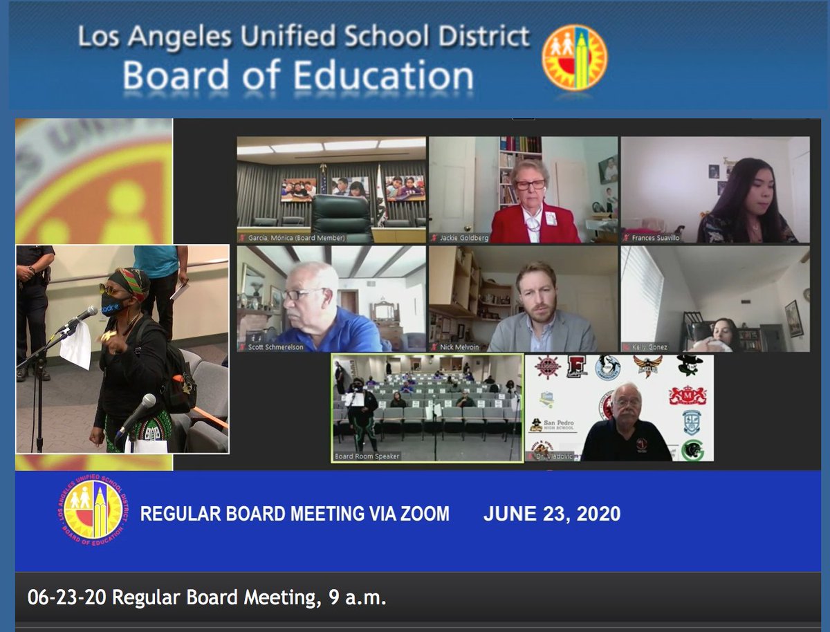 The  #LAUSD board heard about 90 minutes of public comments over the phone – a total of 56 callers, I believe. Now we're hearing comments shared in person in the  #LAUSD board room.