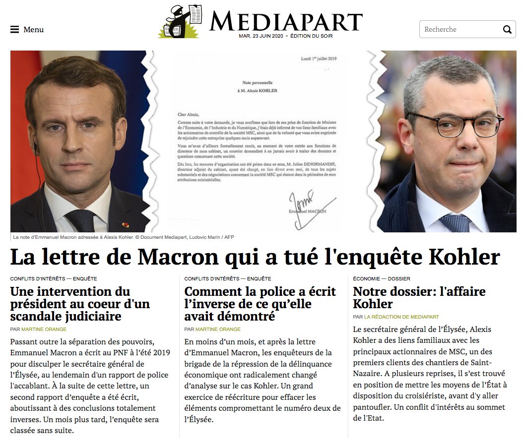 fabricearfi's tweet photo. L'affaire Kohler devient une affaire Macron.

La preuve en trois dates.

1. 7 juin 2019: un rapport de police accable le n°2 de l'Elysée

2. 1er juillet: Macron s'immisce dans la procédure par une lettre.

3. 21 août : l'affaire est classée sans suite.
https://t.co/s4taHmBZKq https://t.co/1E5zkN8mBb
