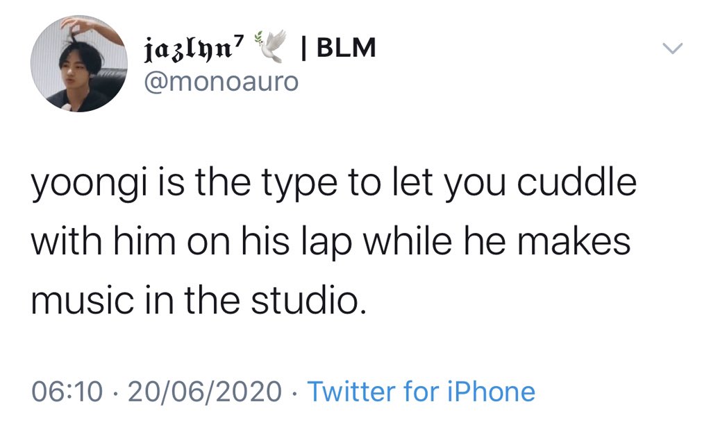 “Yoongi is the type to” tweets but it gets more intense as you go along