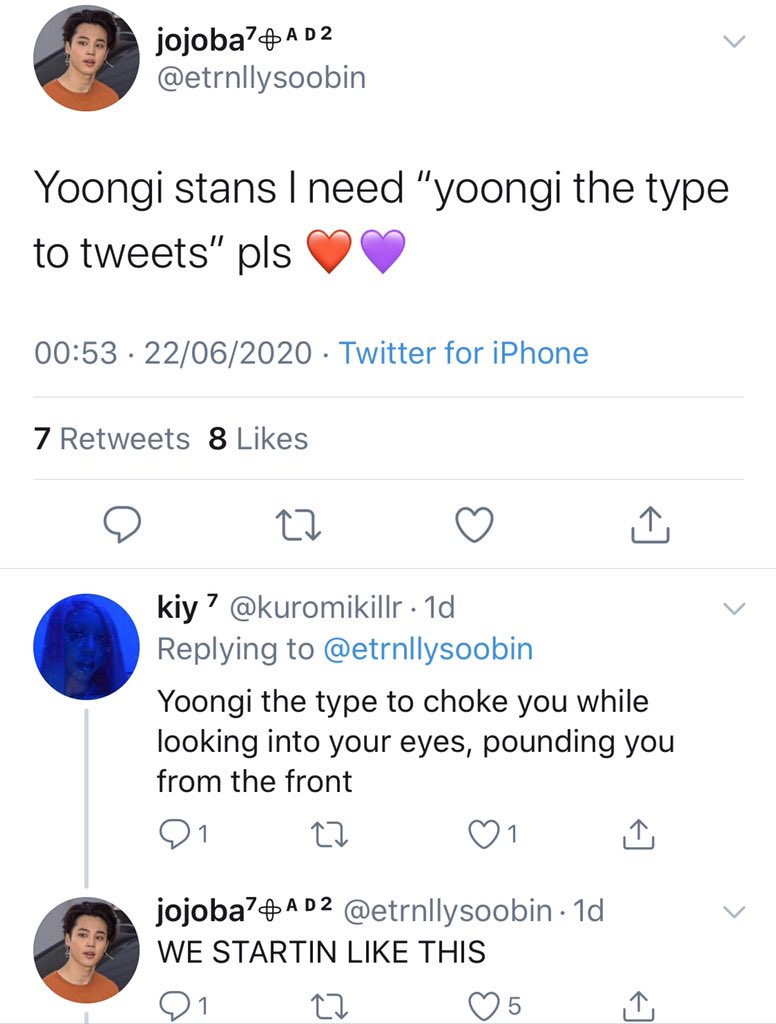 “Yoongi is the type to” tweets but it gets more intense as you go along
