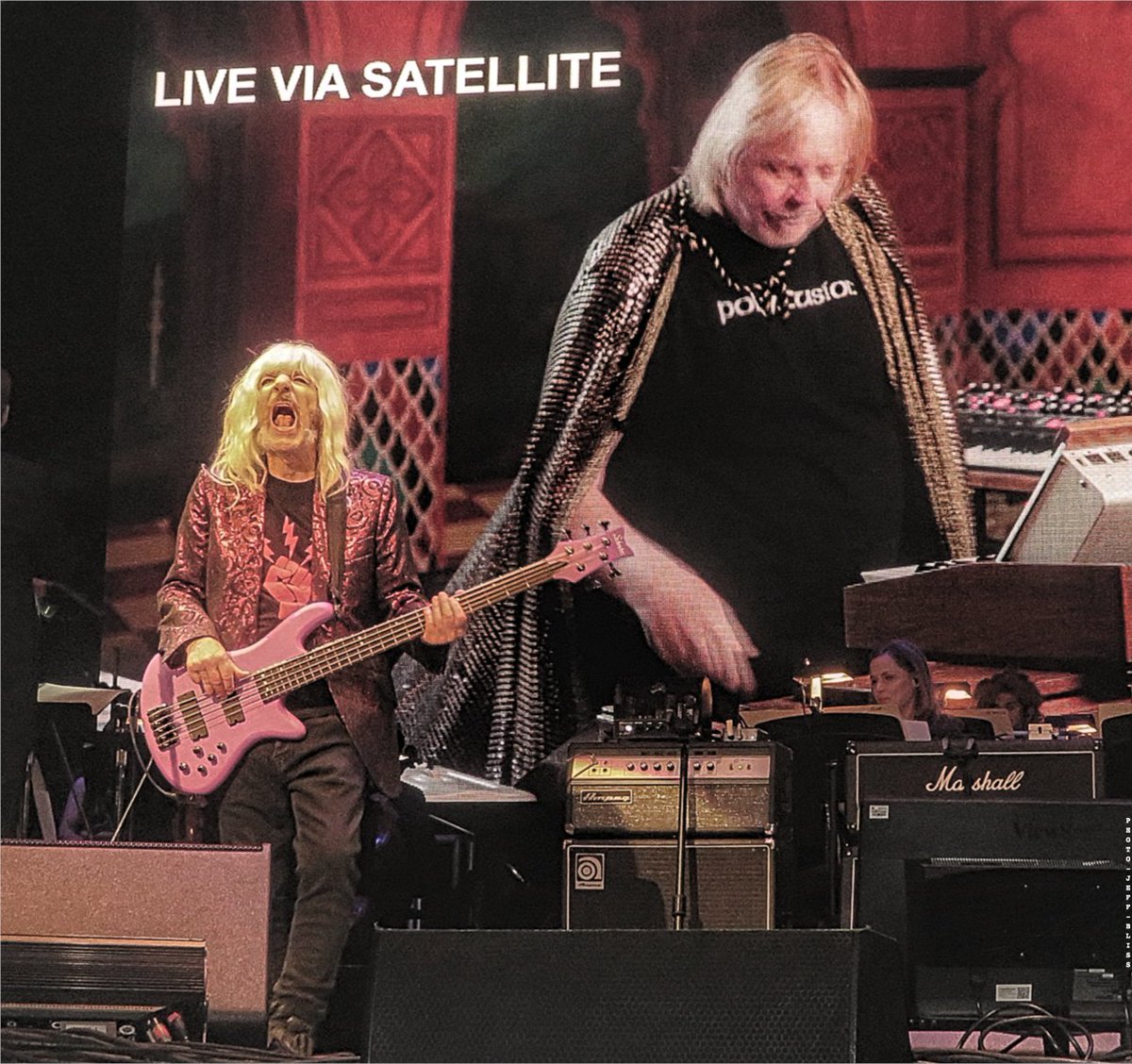 Derek Smalls-aka, Harry Shearer (left) and Rick Wakeman: From the LA stop on the “Derek Smalls-Formerly of the Band Formerly Known as Spinal Tap/Luke Warm Water Tour” - The Wiltern; Los Angeles, CA (11-6-19). <a href="/SmallsLife/">Derek Smalls</a>  <a href="/GrumpyOldRick/">Rick Wakeman CBE</a> 
Photo: Jeff Bliss 
jeffcbliss.tumblr.com