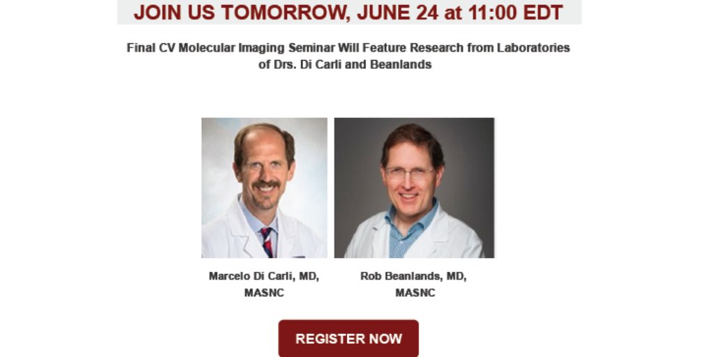 Final session of @MyASNC Virtual CV #MolecularImaging Seminars is tomorrow at 11 AM EDT. Join us for interactive discussion covering #coronarymicrovasculardysfunction featuring research from Laboratories of @mdicarli and @BeanlandsRob.

Register: bit.ly/3fPrMus