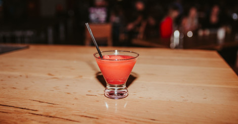 Strawberry Dock-Quiri. Frozen Strawberry Daiquiri made with Bacardi