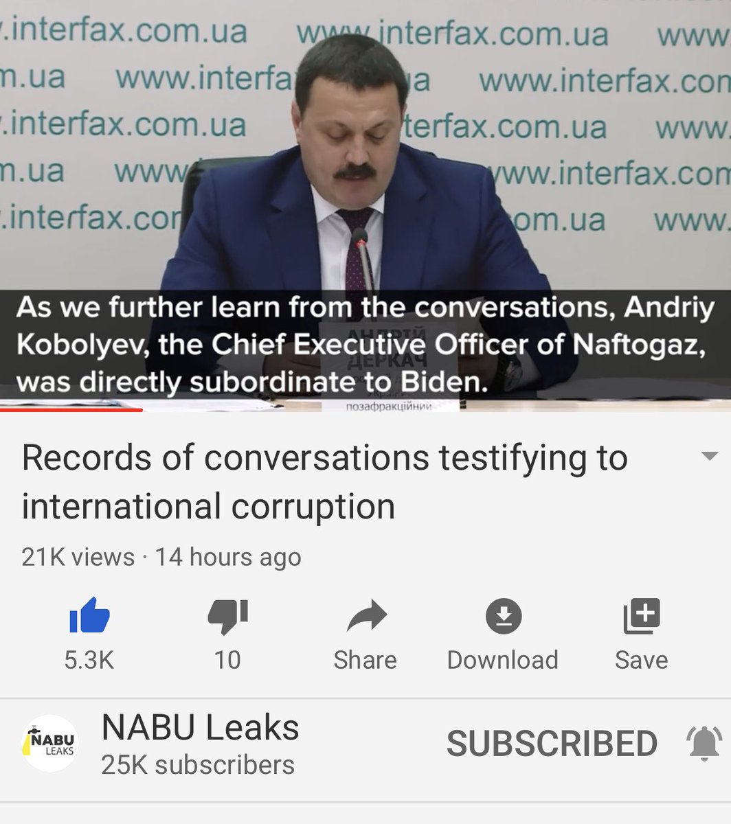 Ok I’m back and trust me, it gets even better - or worse...so now they’re discussing the fact that Biden was very interested in the energy sector and that Naftogaz CEO, Kobolyev, was subordinate to Biden