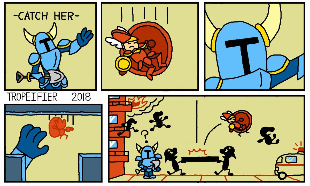 tropeifier's tweet photo. Originally posted to the Web on April 28, 2018.

#webcomic #webcomics #comic #comics #art #digitalart #artistsontwitter #smashbros #supersmashbros #ssbu #supersmashbrosultimate #shovelknight #mrgameandwatch #gameandwatch #flatzone #shieldknight #indiegame #fanart @YachtClubGames https://t.co/hHDsmH2lIO