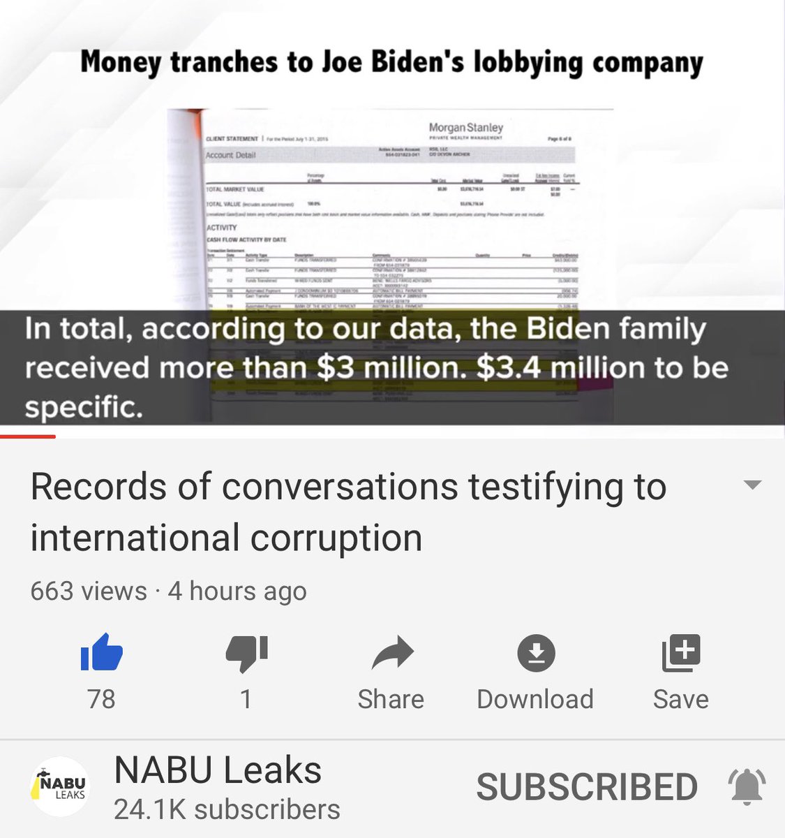 Here’s where they discussed that Biden was involved, and the Biden fam recd 3.4 mil and then $ was transferred from Burisma to Rosemont Seneca, who some will recognize....